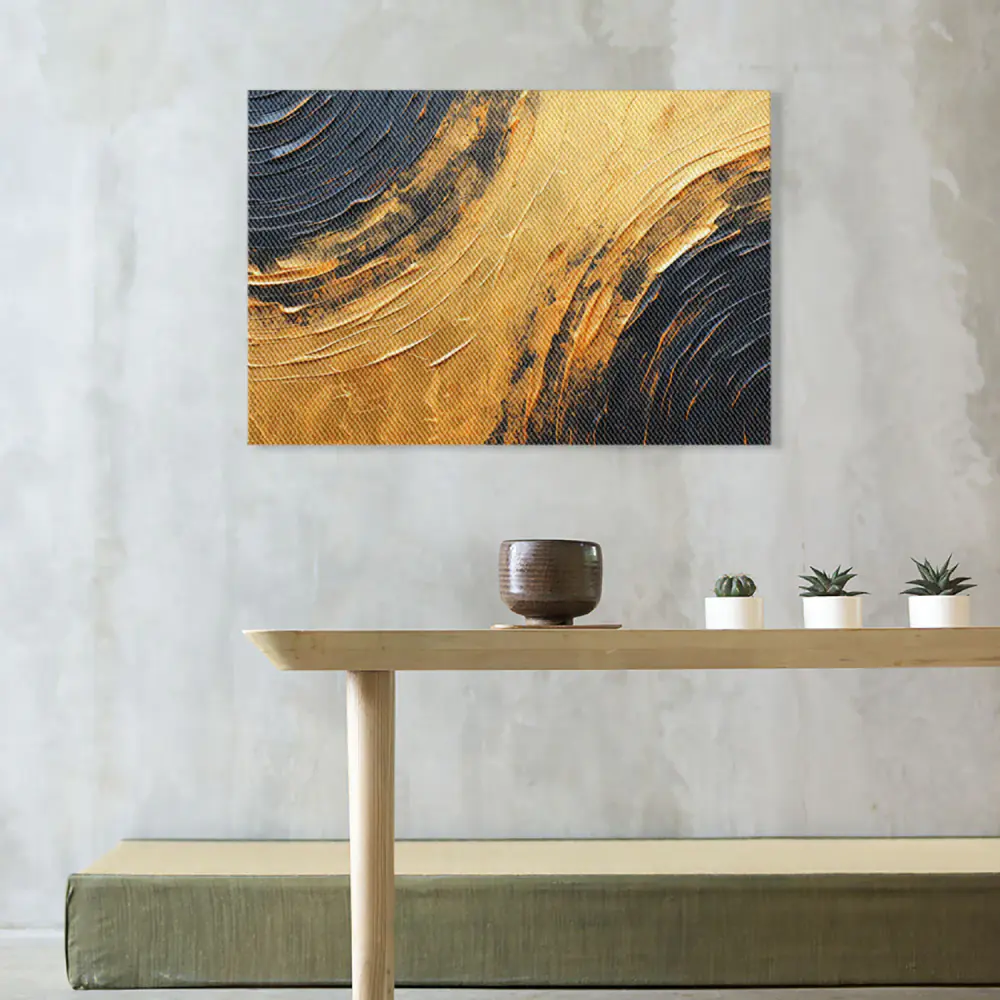 Contrapposizione Nera e Dorata - Stampa su Tela