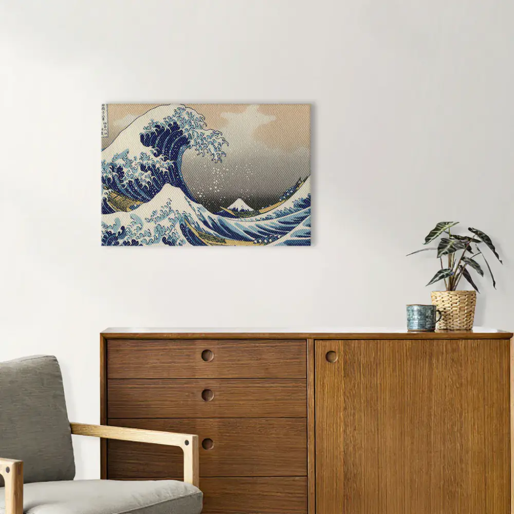 La grande onda al largo di Kanagawa Katsushika Hokusai - Stampa su Tela