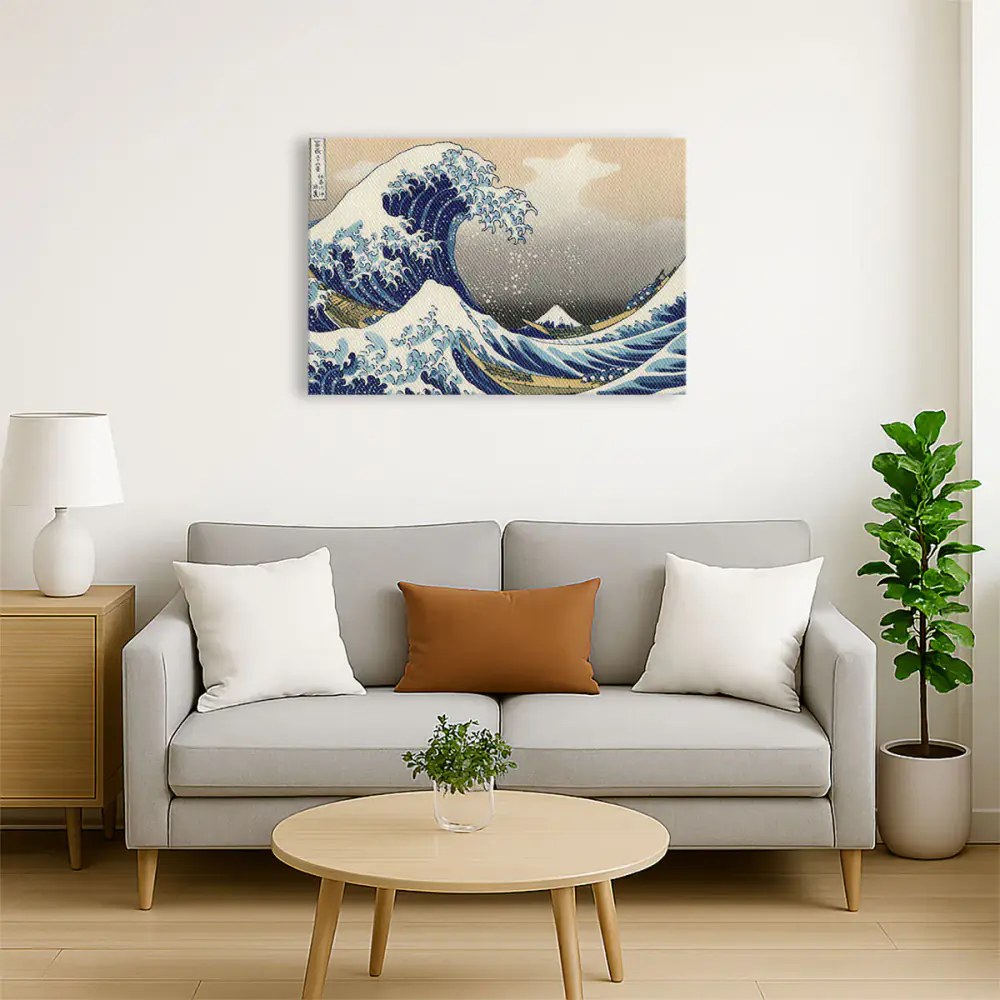 La grande onda al largo di Kanagawa Katsushika Hokusai - Stampa su Tela