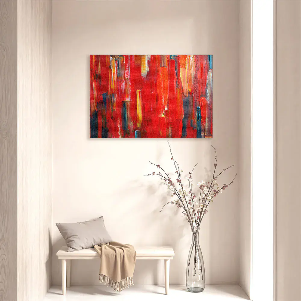 Pittura Linee Rosse e Arancioni - Stampa su Tela