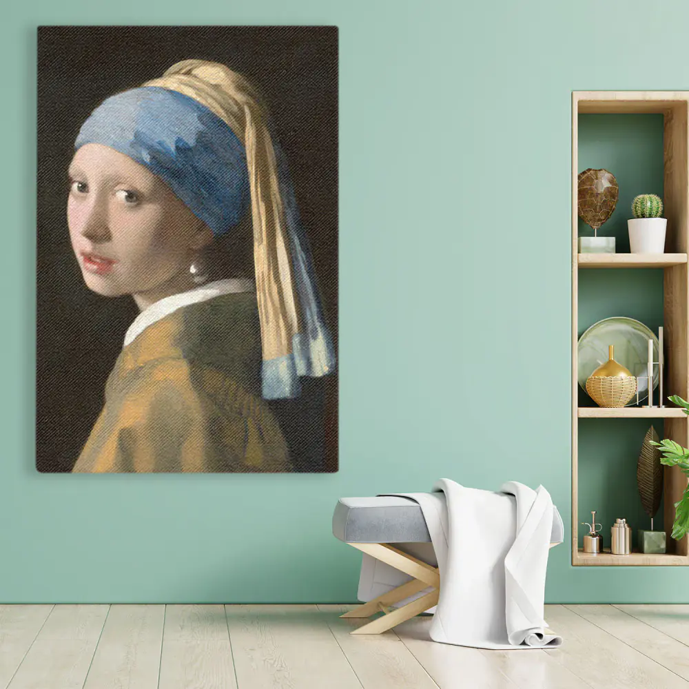 Ragazza con l'orecchino di perla Johannes Vermeer - Stampa su Tela